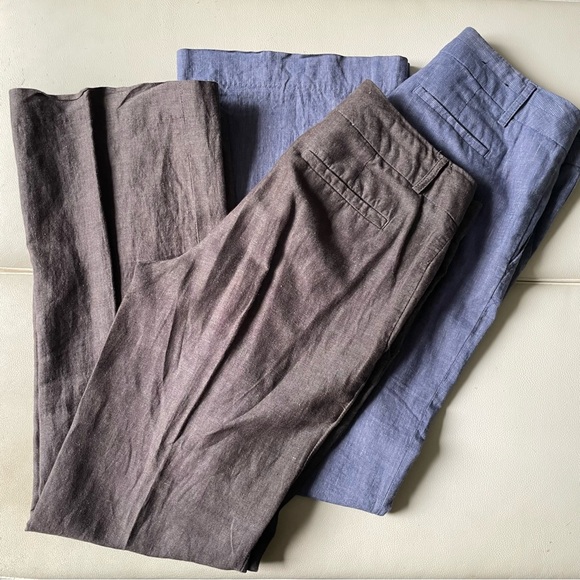 Banana Republic Set of Two Linen/Cotton Blend Mid Rise Wide Leg Trousers Size 6 - Picture 1 of 8